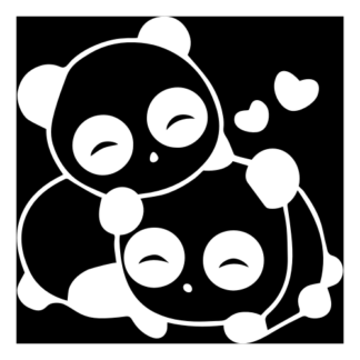 Cute Panda Couple In Love Decal (White)